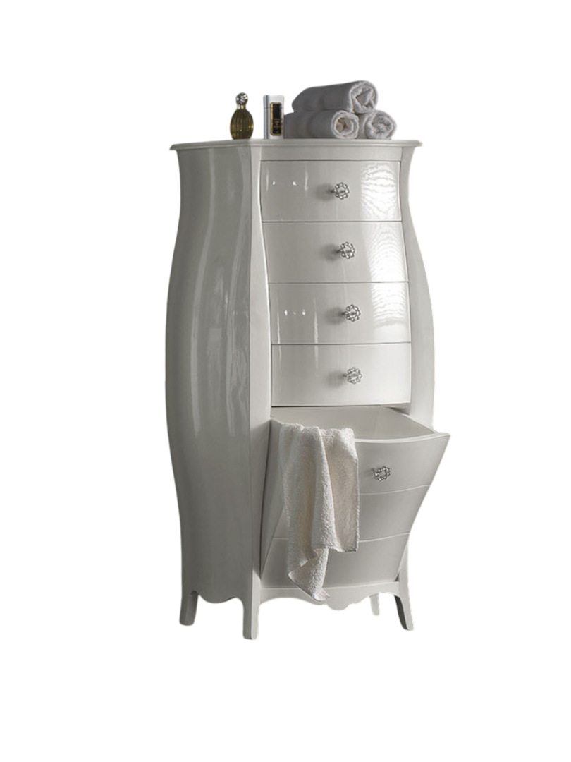 Cassettiera 4 cassetti con ribalta luxury bombata