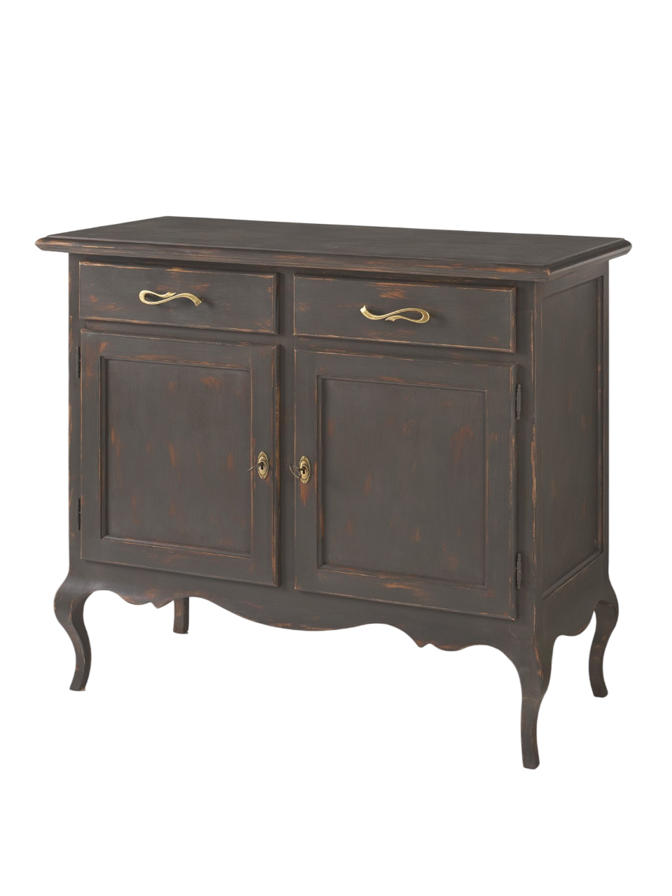 Credenza 2 ante 2 cassetti shabby chic country chic grigio invecchiato Photoroom