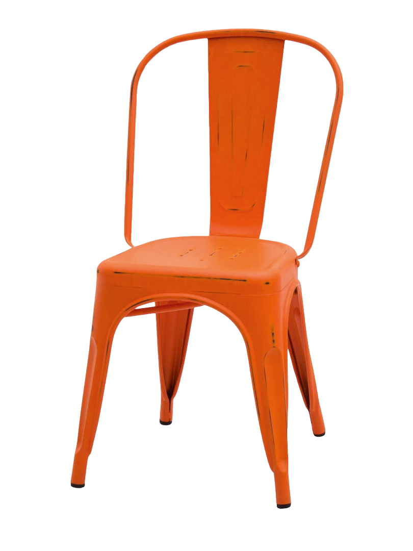 Set 2 sedie metallo arancione anticato industrial vintage